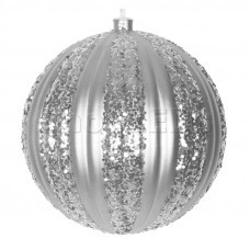 Елочная фигура Полосатый шар, 20 см, цвет серебряный