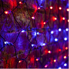Гирлянда - сеть 2,5х2,5м, черный ПВХ, 432 LED Красные/Синие